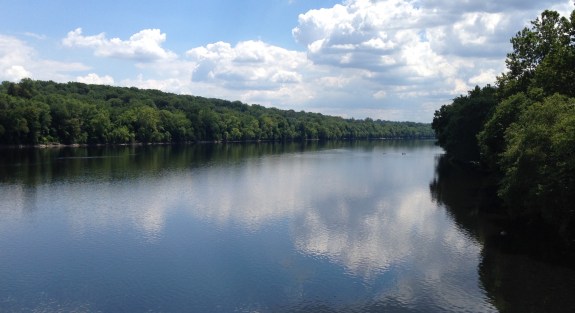 Looking downriver from the bridge at Washington's Crossing